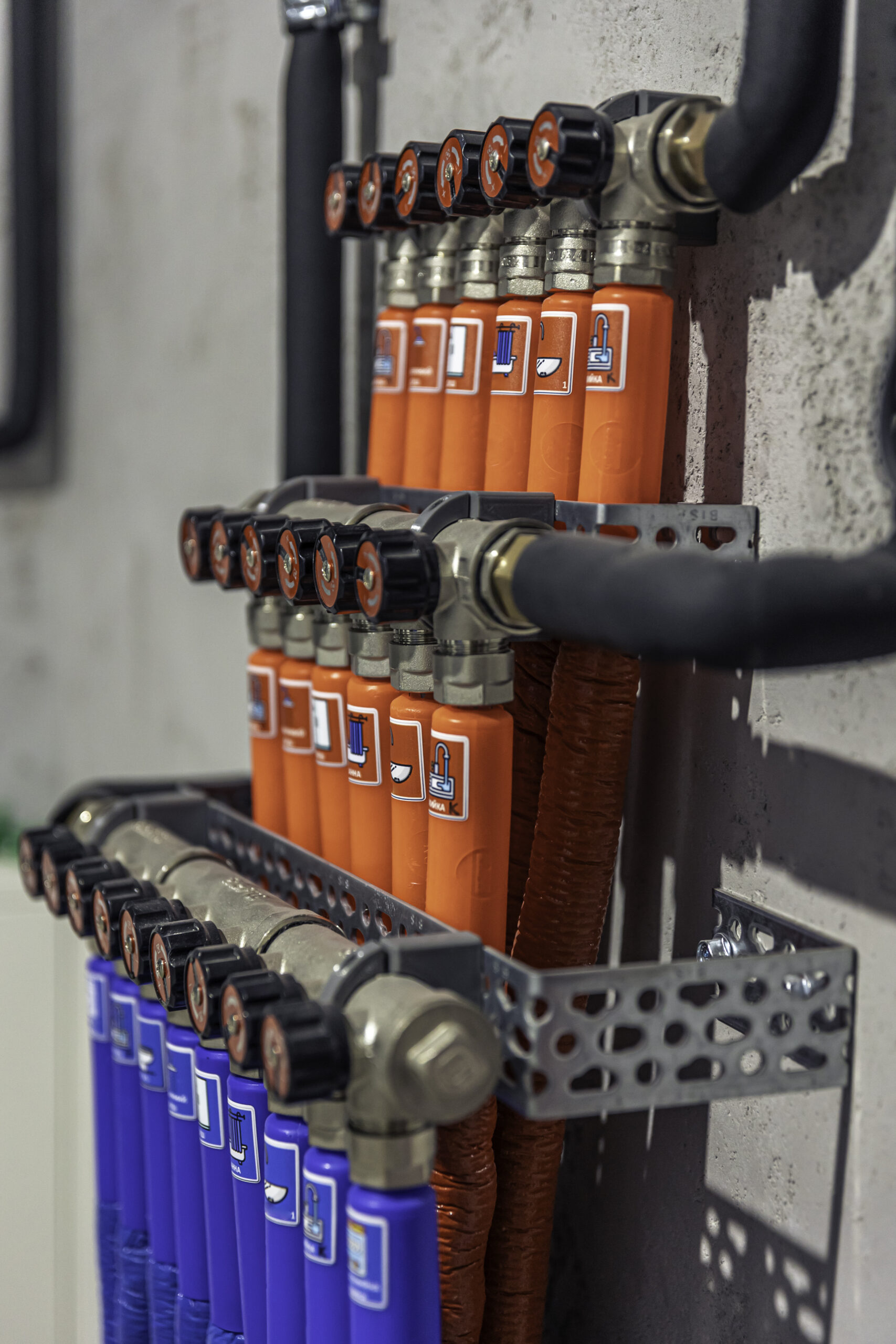 modern autonomous heating system in the boiler room.